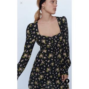 Zara Long Sleeve Floral Mini Dress NWT XL